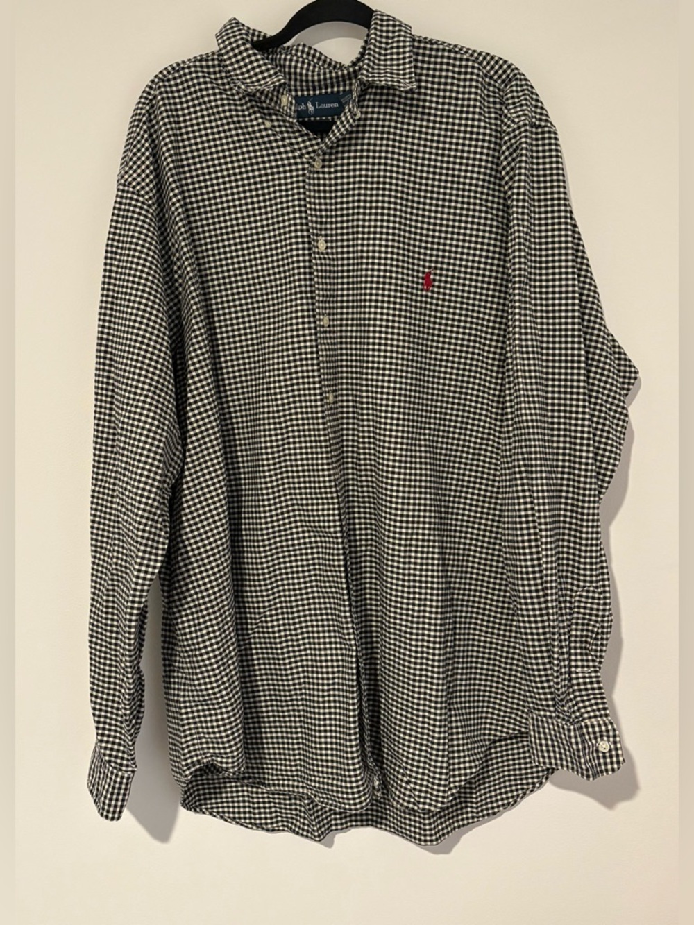 Ralph Lauren Men’s Black White Plaid Button Down Shirt Size 2XL Tall Classic Fit
